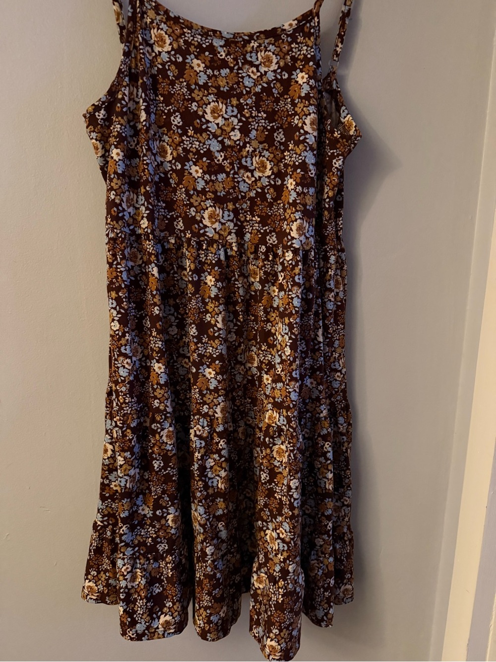 Women's Brown Floral Sleeveless Summer Dress